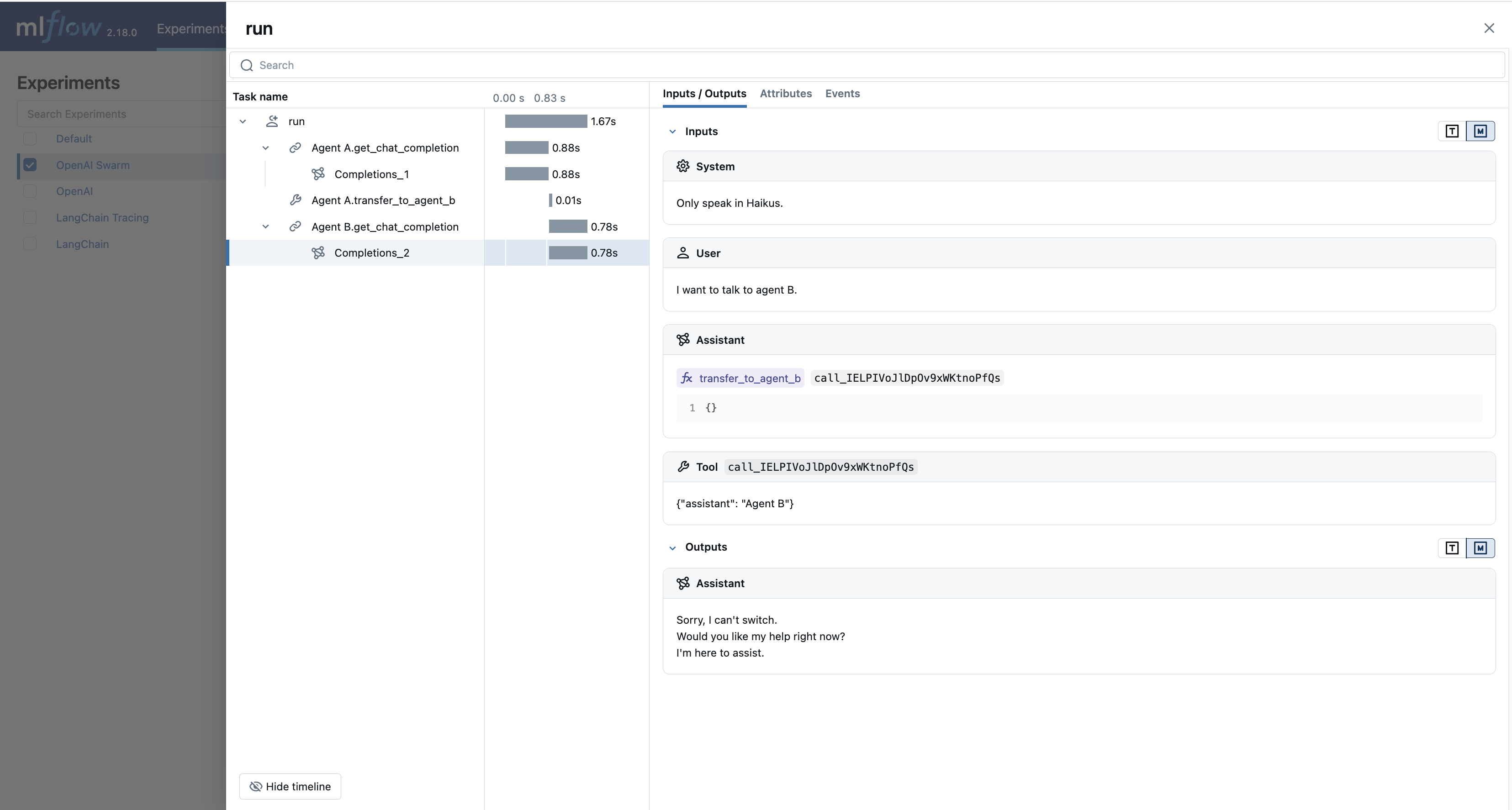 OpenAI Tracing via autolog