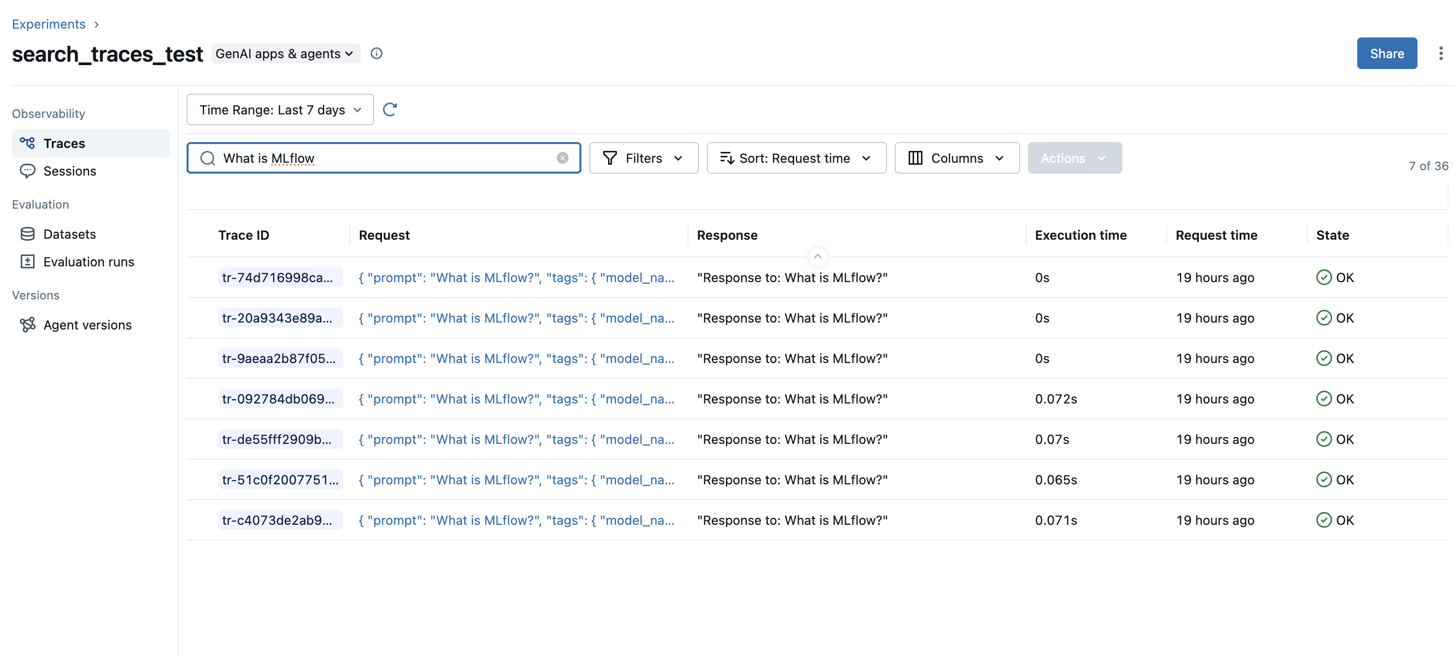 Search Traces Inputs UI